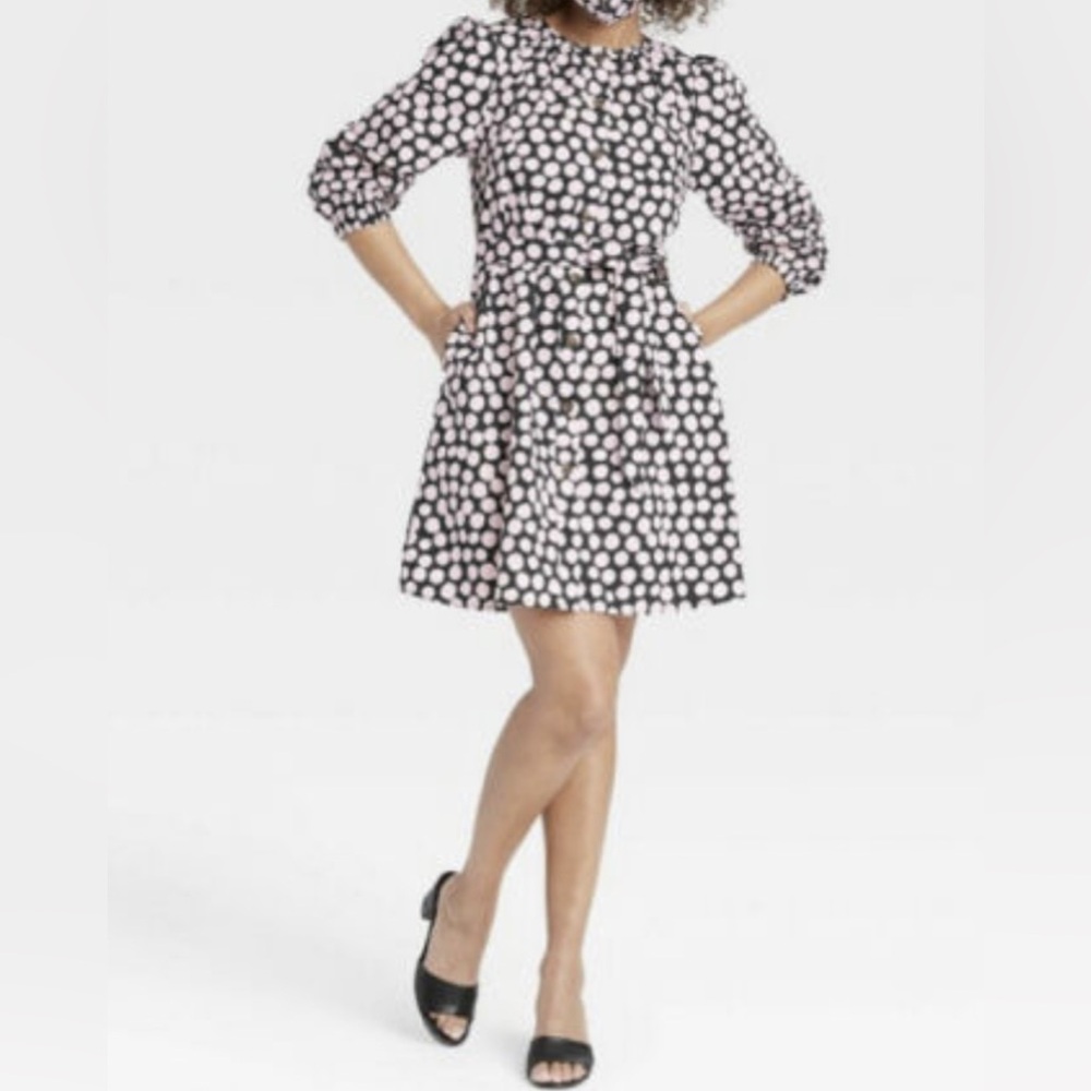 Who What Wear Pink Polkadot Shirt Dress XXL